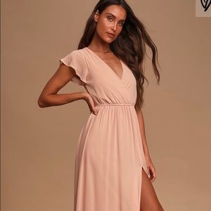 Lulus Lost in the moment Blush Maxi Dress